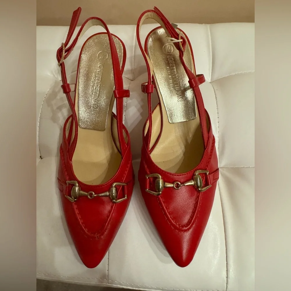 NWT. Loretta Petinari Elegant Red Women's Heels. Made in Italy. Leather - Picture 1 of 9